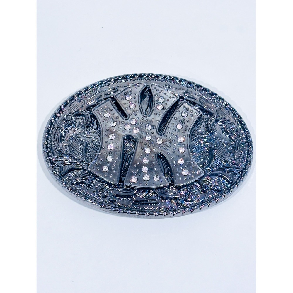 Yankees rhinestone belt buckle | MLB bling statement